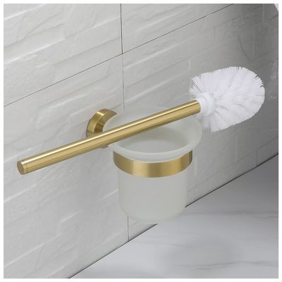 Black Toilet Brush Holder, Brushed Gold Bathroom Hardware Set