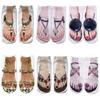 GANDUS Women's Nail Art Print Socks, 3D Flip-Flop Print, Low-Cut Ankle Socks, 6 Pairs, One Size view 1