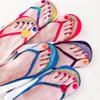 GANDUS Women's Nail Art Print Socks, 3D Flip-Flop Print, Low-Cut Ankle Socks, 6 Pairs, One Size view 2