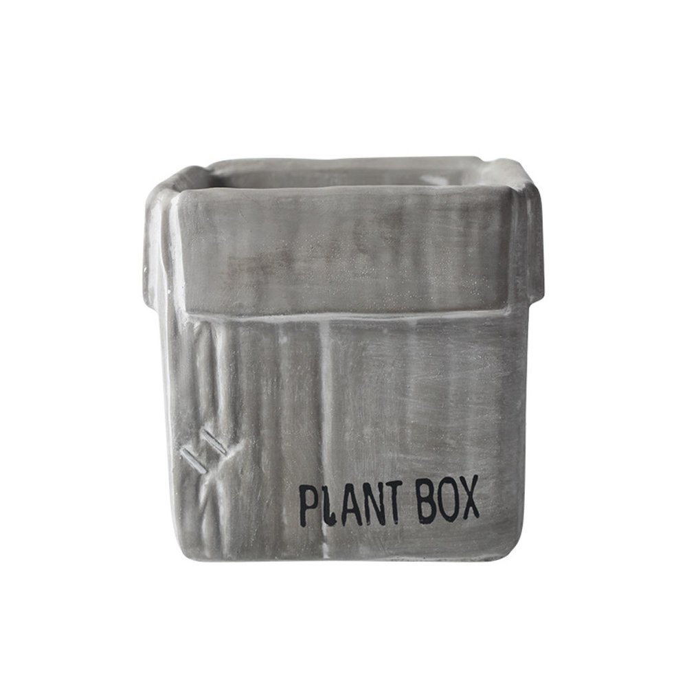 ESTINTENG Minimalist Nordic-Style Cement Flower Pot, Breathable Planter with Drainage Holes, White, 13.5 x 13.5 x 12.7 cm