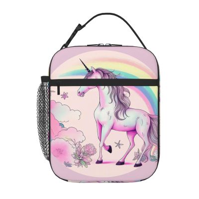 GFLFMXZW Insulated Lunch Bag, Cute Pink Rainbow Unicorn