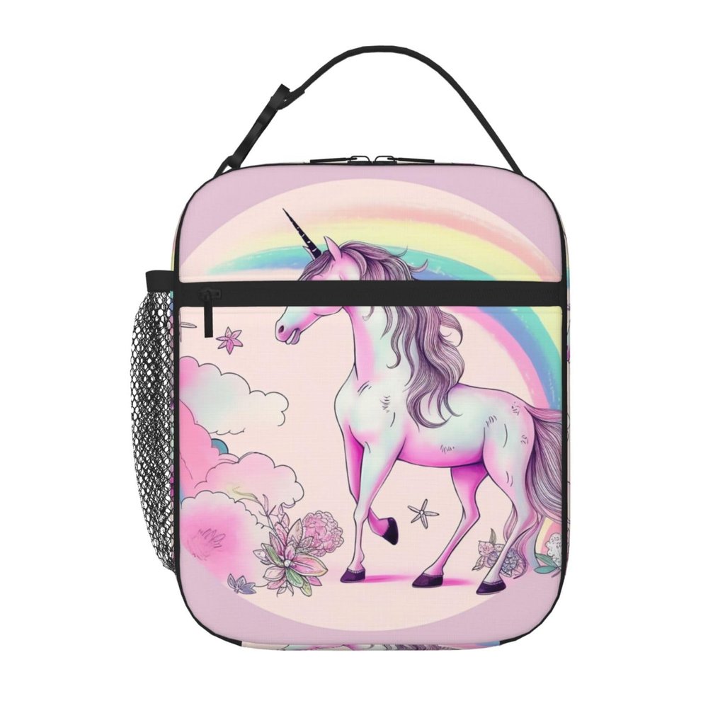 GFLFMXZW Insulated Lunch Bag, Cute Pink Rainbow Unicorn