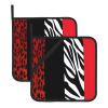 Potholders, Heat-Resistant, Red Leopard and Zebra Print, 2-Pack view 2