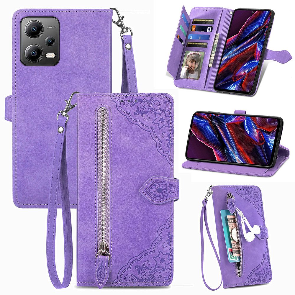 XFDSFDL Flip Wallet Case for Xiaomi Poco X5 (6.67-inch), Purple