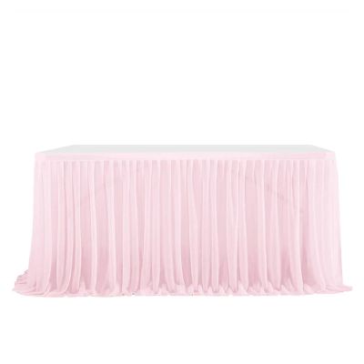 4FT/6FT/9FT Tulle Table Skirt for Wedding, Birthday & Party Decor, Light Pink, 4FT (122 x 77 cm)