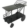 SOCUY Iron Serving Cart/Kitchen Cart, Glass-Shelf Rolling Cart, Black, 60 × 35 × 75 cm view 1