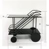 SOCUY Iron Serving Cart/Kitchen Cart, Glass-Shelf Rolling Cart, Black, 60 × 35 × 75 cm view 2