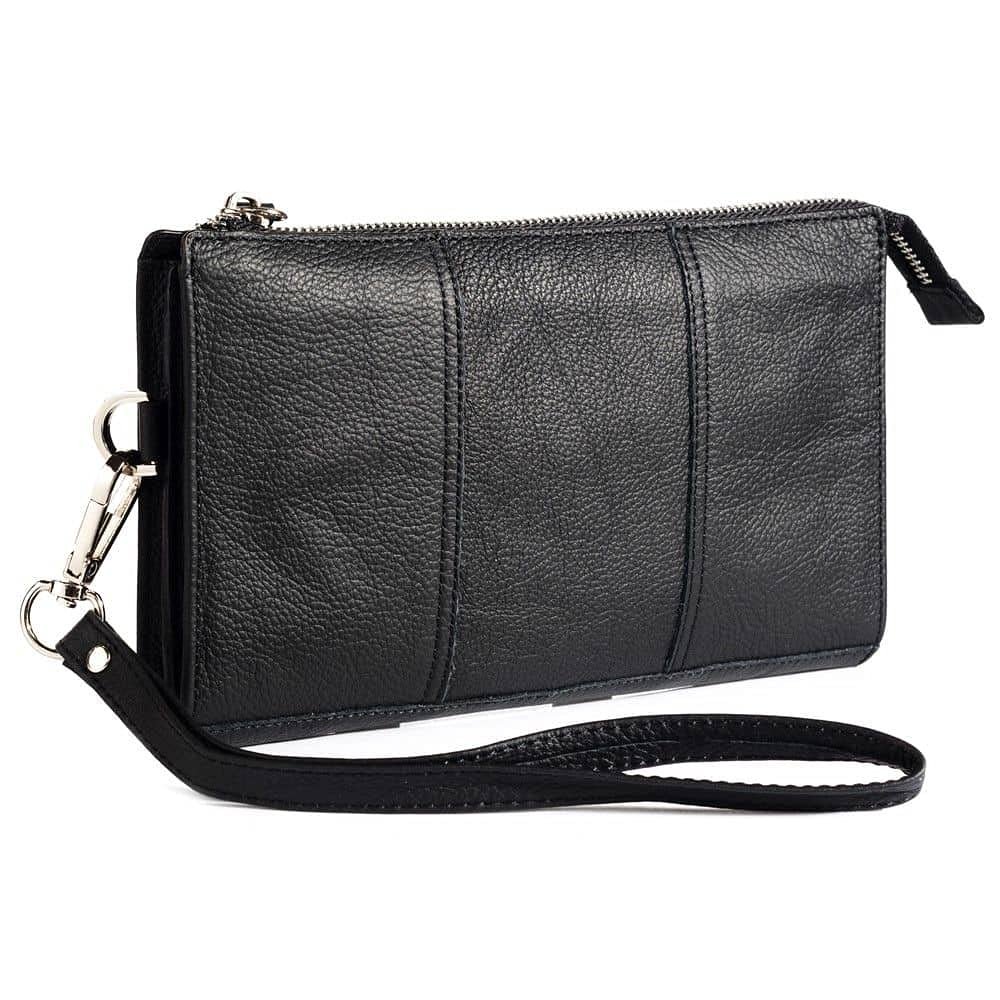 DFV mobile Genuine Leather Pouch for UMIDIGI Bison Pro (2021), Black