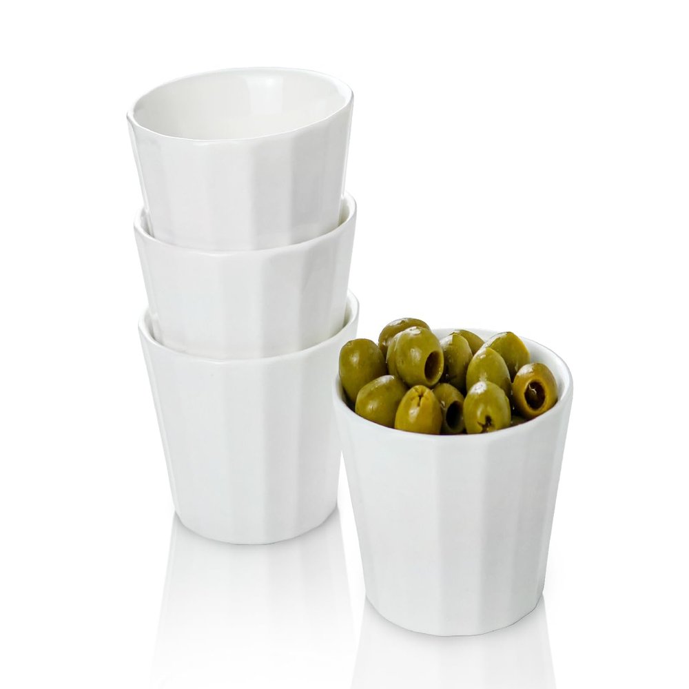 HillSpring Porcelain Dip Bowl Set, 5 oz, White, 4-Piece