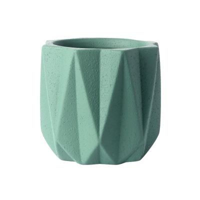 ESTINTENG Nordic-Style Matte Ceramic Flower Pot, Green Sandblasted Finish, 10.7 x 10.7 x 10.2 cm