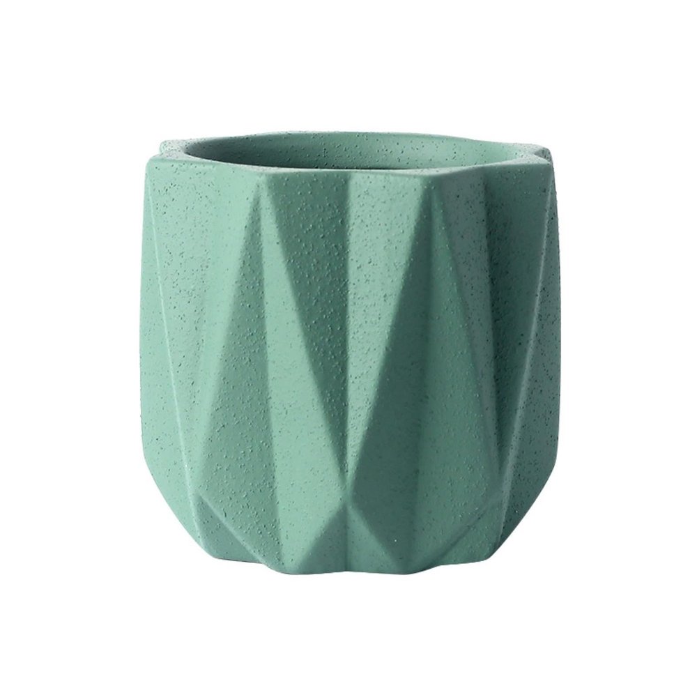ESTINTENG Nordic-Style Matte Ceramic Flower Pot, Green Sandblasted Finish, 10.7 x 10.7 x 10.2 cm