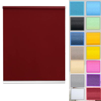 Blackout Roller Blind, No-Drill Clamp-Fit, 115 x 100 cm, Red