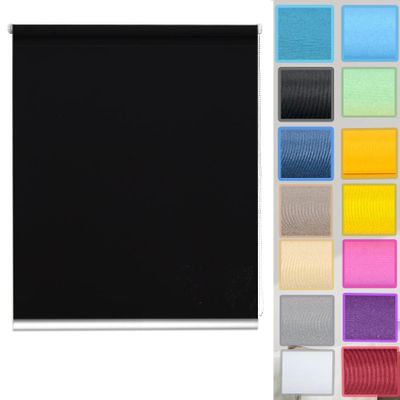No-Drill Blackout Roller Blind with Clip Brackets, 110 x 80 cm, Black