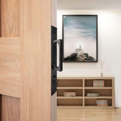betensh Brushed Nickel Door-Edge Pull with Automatic Pop-Up Switch, Flush Hidden Sliding Door Handle, Black