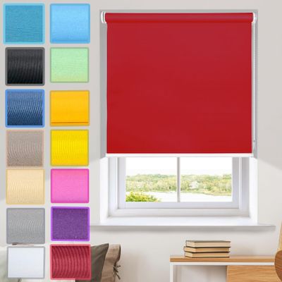 No-Drill Clip-On Blackout Roller Blind 35 x 80 cm, Red