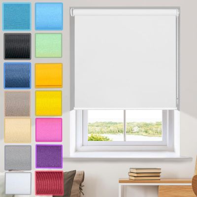 Clamp-Fit Blackout Roller Blind Without Drilling, 55 x 170 cm, Customizable, White