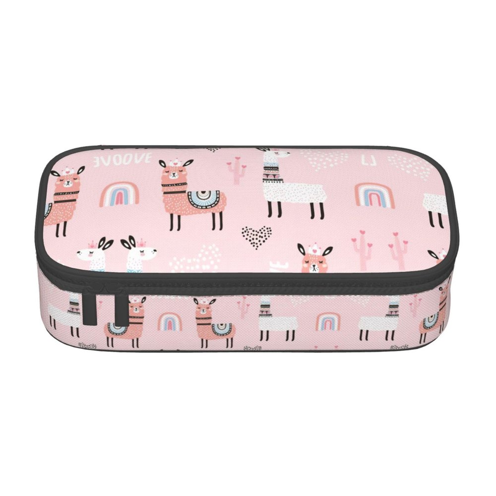 WURTON Llama Print Pencil Case for Boys and Girls, Large Capacity