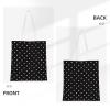 HAHAFU Black Canvas Tote Bag with White Dot Pattern view 4