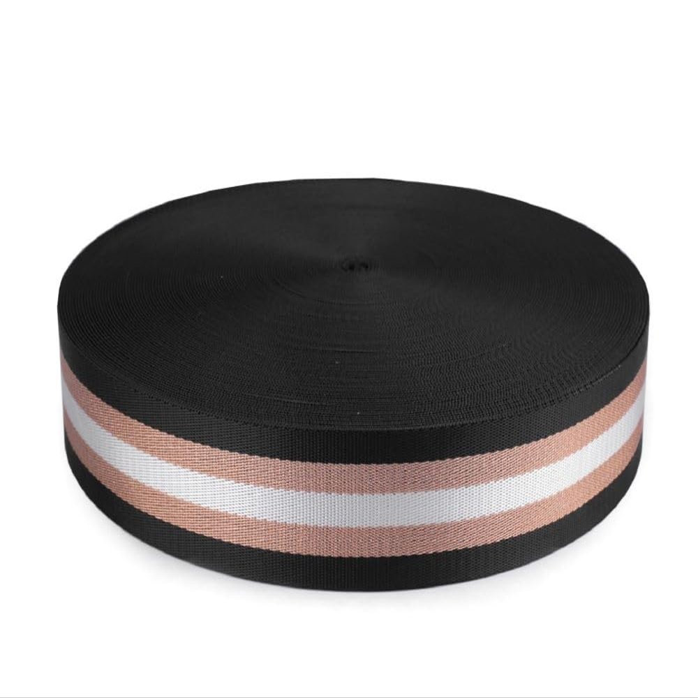 Lurex Webbing, Double-Sided, 50 mm, Black-Copper, from 1.5 m