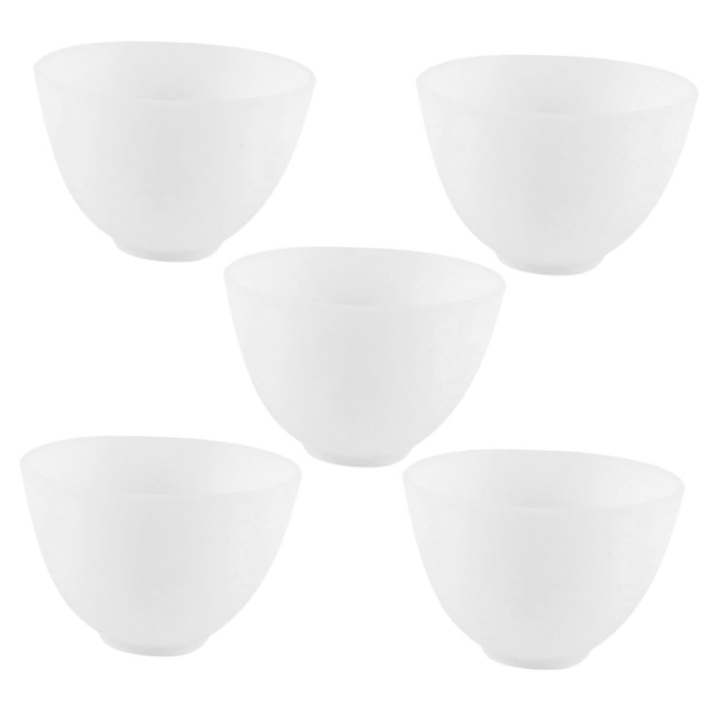 5-Piece Silicone Mixing Bowls for Face Masks, White, Medium