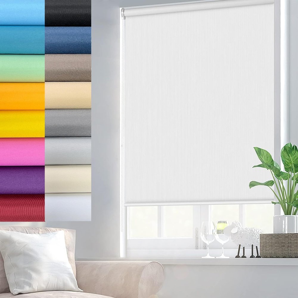 No-Drill Clamp Roller Blind 95 x 150 cm, Privacy and Blackout, White