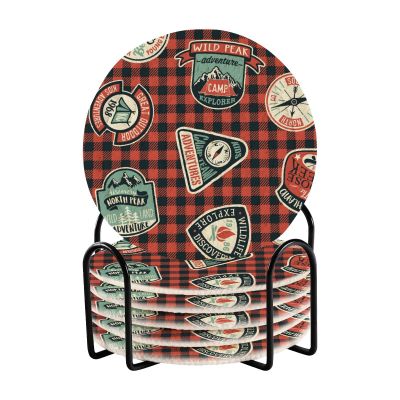 Red Buffalo Plaid Tartan Coasters, Set of 6