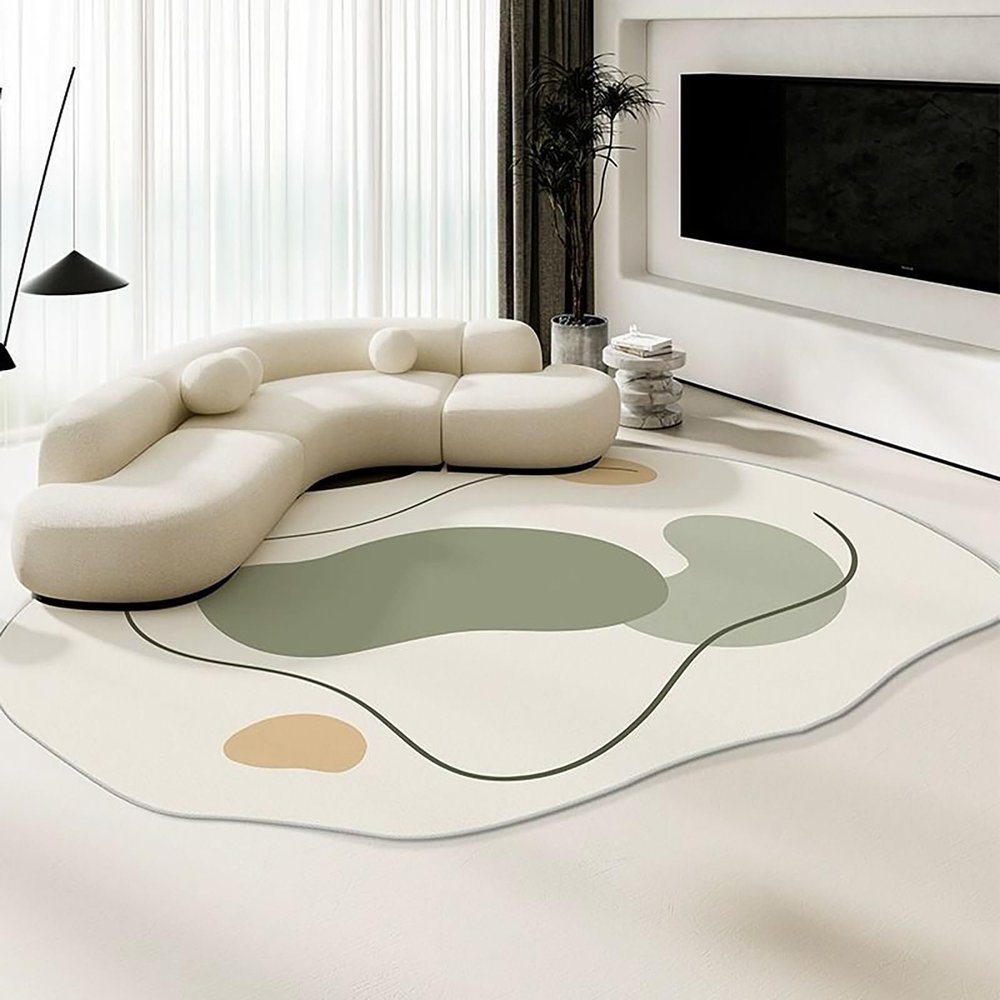 Irregularly Shaped Non-Slip Washable Rug, Modern Oval Abstract Accent, Color A, 50 x 80 cm