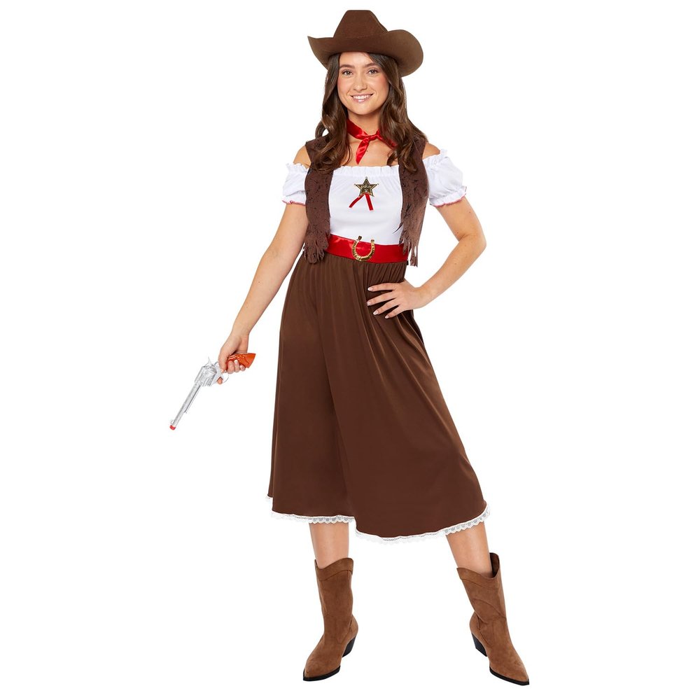 Amscan 9918997 Women's World Book Day Western Cowgirl Costume, Sizes 8–10