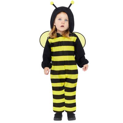 Amscan 9919076 Unisex Fleece Bee Onesie for Babies, Hooded Romper with Headpiece, Costume, 18–24 Months