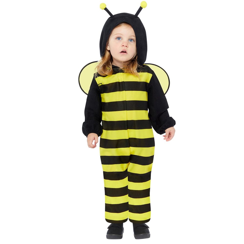 Amscan 9919076 Unisex Fleece Bee Onesie for Babies, Hooded Romper with Headpiece, Costume, 18–24 Months
