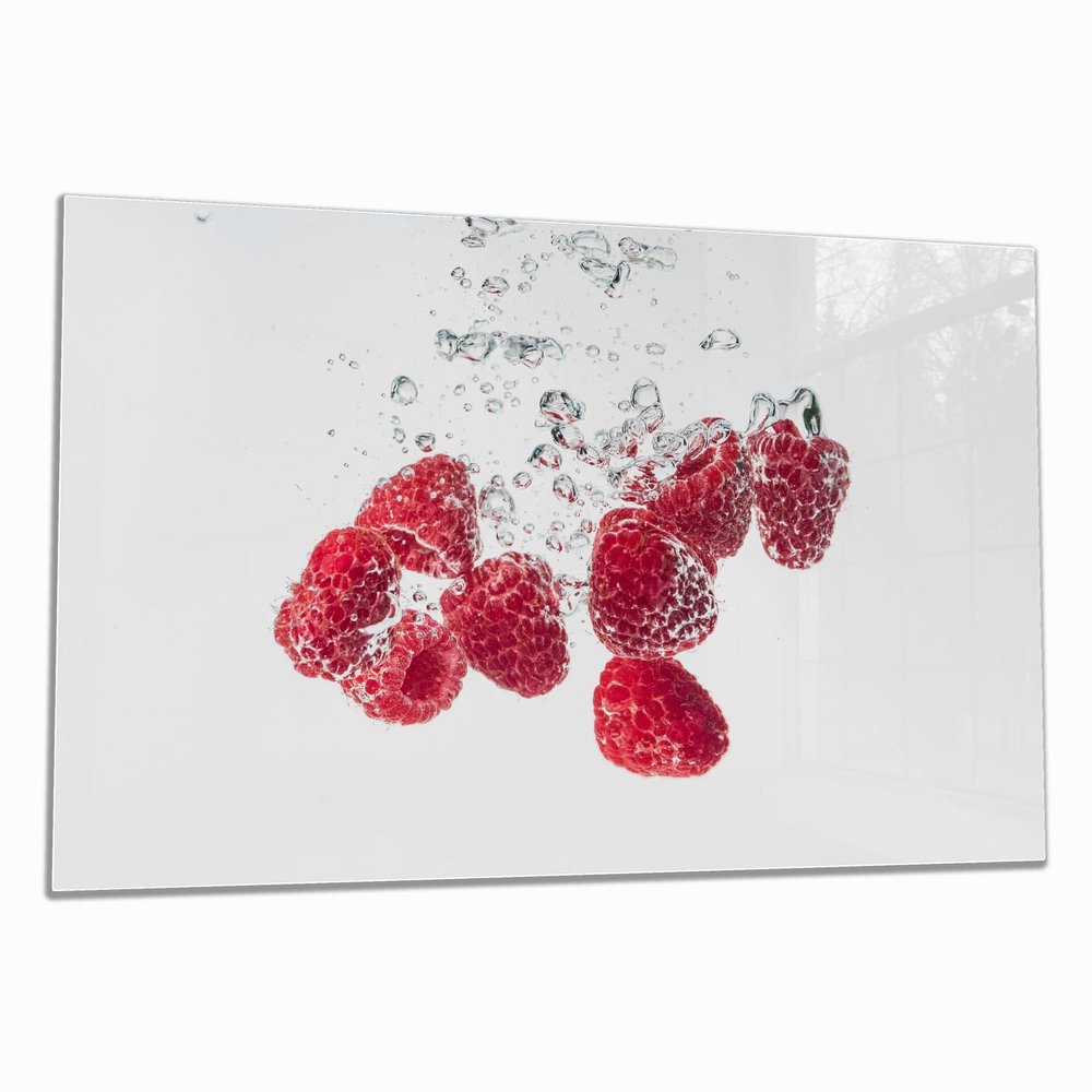 Wallario Glass Stove Cover/Splash Guard, 1-Piece, 80 x 52 cm, for Ceramic and Induction Cooktops, Sparkling Raspberry Freshness
