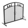 99 cm Iron Fireplace Safety Guard, Flat Single Panel, Double-Door Design view 3
