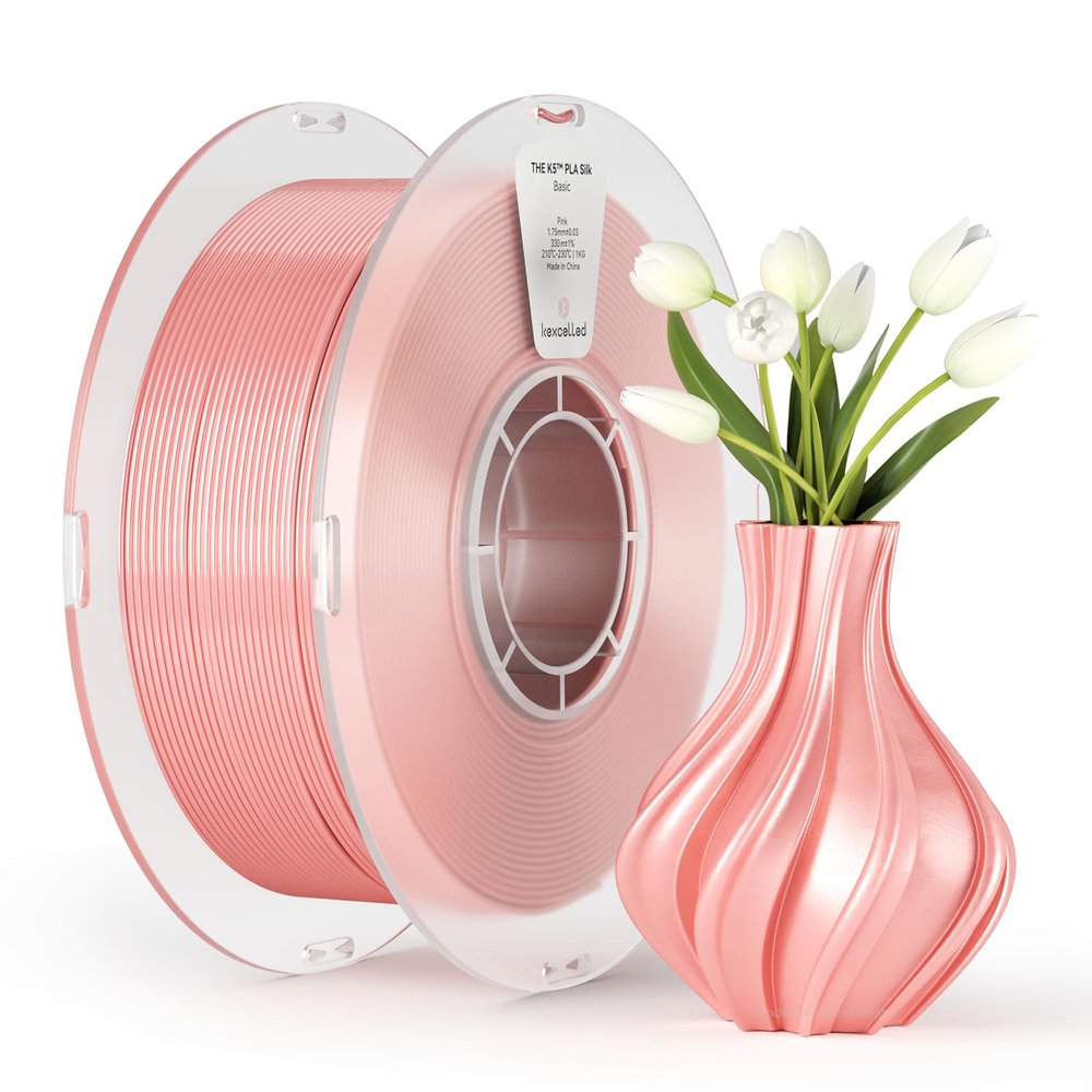 Kexcelled PLA Silk Pink Filament, 1.75 mm ± 0.03 mm, 1 kg, Shiny Gloss