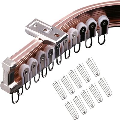 Room Divider Curtain Track Set with 10 Hooks, Curved Aluminum Track for Ceiling or Wall Mounting