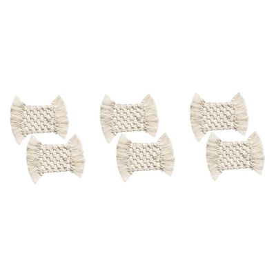PRETYZOOM 6-Piece Handmade Cotton Macramé Placemats, Nordic-Style Heat-Resistant Table Mats