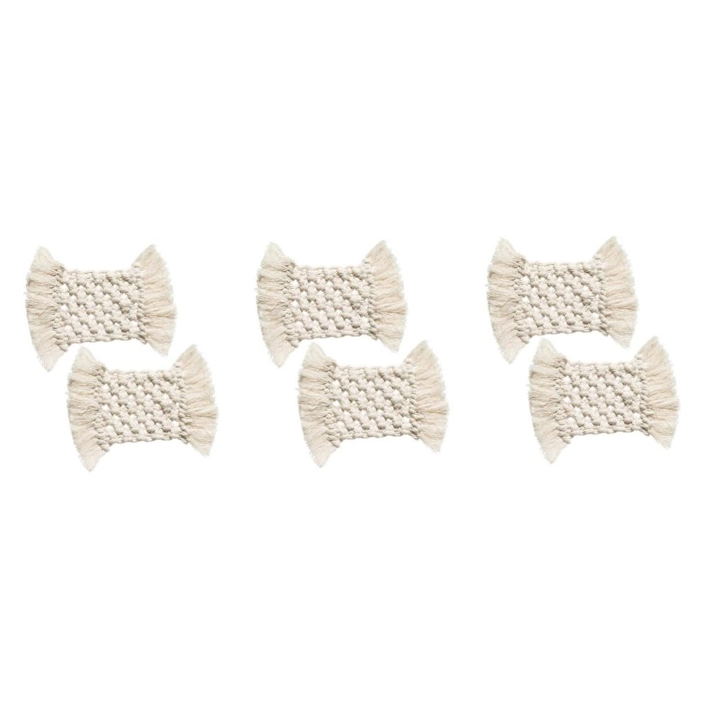 PRETYZOOM 6-Piece Handmade Cotton Macramé Placemats, Nordic-Style Heat-Resistant Table Mats