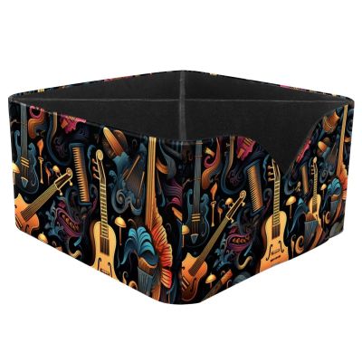 Artistic Color Guitar Stylish PU Leather Desk Organizer, Large Capacity Multifunctional Supply Organizer