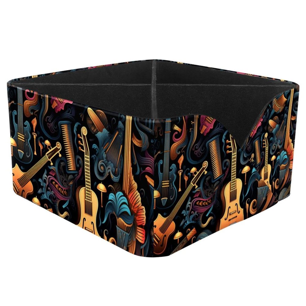 Artistic Color Guitar Stylish PU Leather Desk Organizer, Large Capacity Multifunctional Supply Organizer