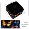 Boho Flower Butterfly Premium Desk Organizer, Black PU Leather Desktop Storage Box view 2