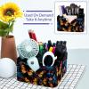 Boho Flower Butterfly Premium Desk Organizer, Black PU Leather Desktop Storage Box view 4