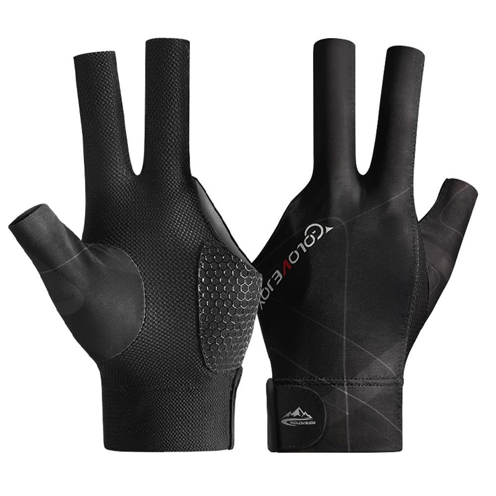 Wnddle 3-Finger Billiards Glove, Adjustable Non-Slip Pool Glove for Pool, Snooker, and Carom