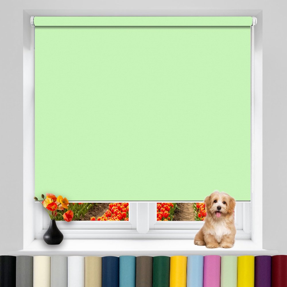 Blackout Thermal Day & Night Roller Blind 80 x 210 cm, Light Green