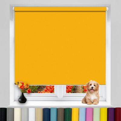 Blackout Thermal Roller Blind 95 x 230 cm, No-Drill Clamp-Fit, Duo Double Roller Blind, Orange