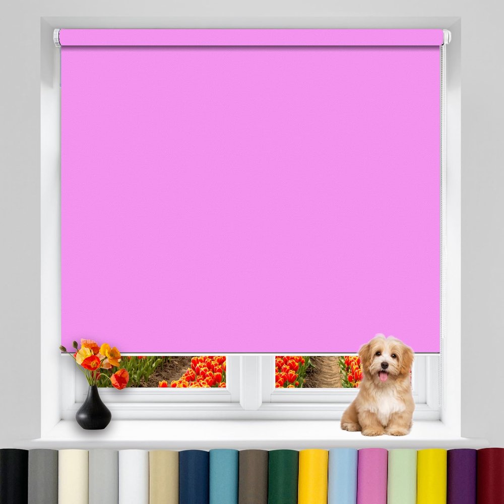 Double Roller Blind, No-Drill Clamp Mount, 85 x 240 cm, Zebra Blind, Blackout, Pink