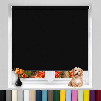Modern Day-Night Roller Blind 70 x 70 cm, Side-Pull Easyfix Blackout Blind, Black