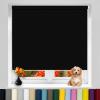 Modern Day-Night Roller Blind 70 x 70 cm, Side-Pull Easyfix Blackout Blind, Black view 1