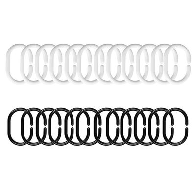 Shower Curtain Rings, 24 Pcs Plastic Hooks