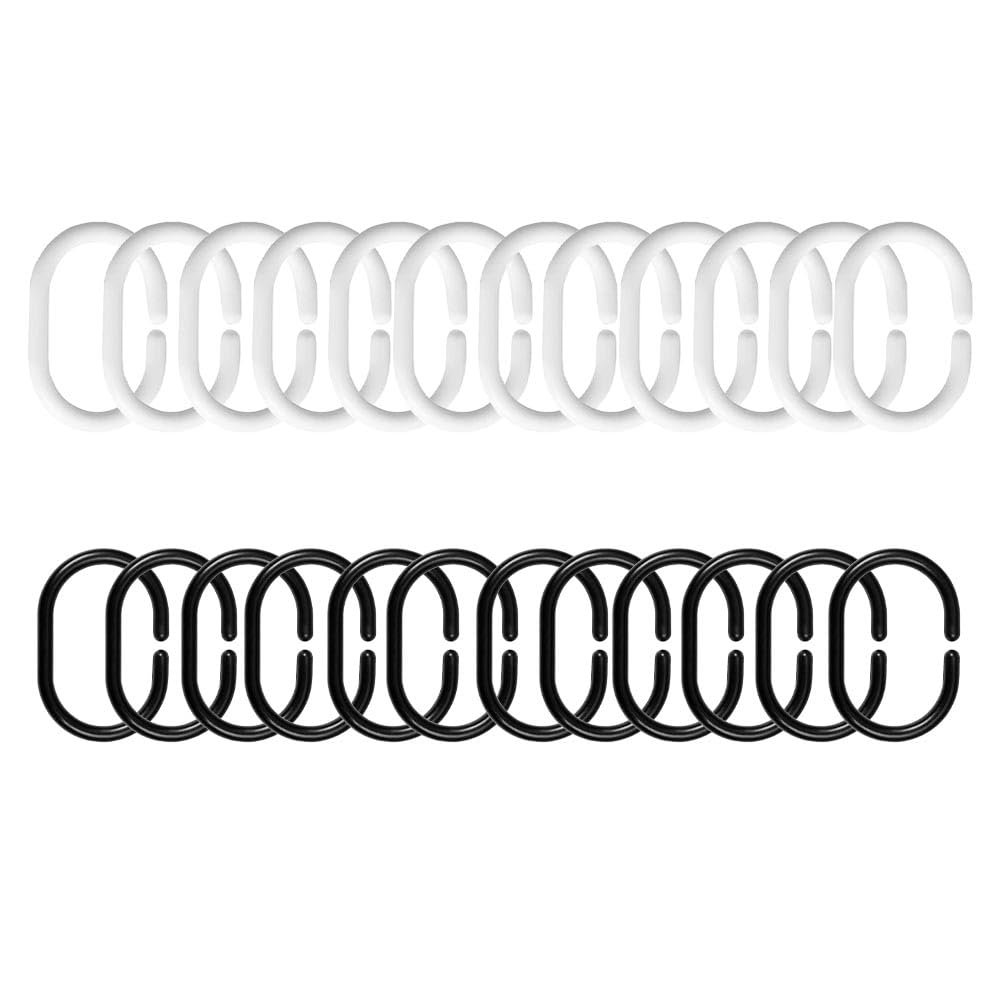 Shower Curtain Rings, 24 Pcs Plastic Hooks