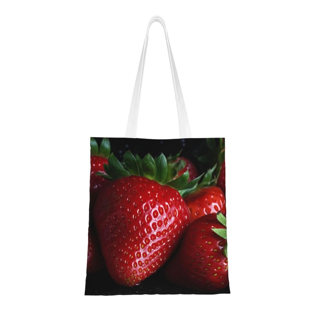 EVANEM Red Strawberry Canvas Tote Bag for Women