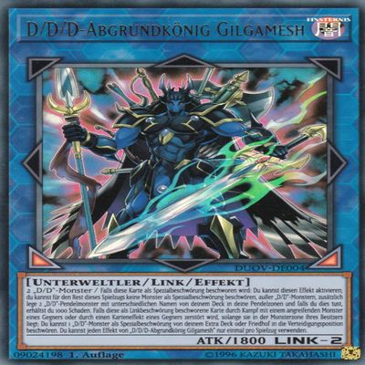 DUOV-DE004 - D/D/D Abyss King Gilgamesh - Ultra Rare - 1st Edition - German - Duel Overlord - with LMS Trading Field Center Card - Yu-Gi-Oh!